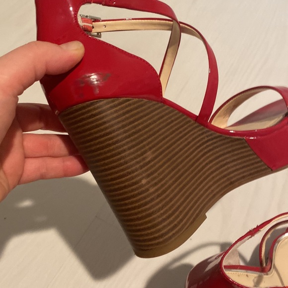 NWOT Jessica Simpson Lipstick Red Strap Wedges 7M - Picture 7 of 9